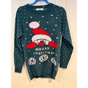 Women's Aibrou Green Christmas Crew Neck Sweater S